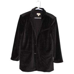 Womens Open Edit by Nordstrom Black Velvet Blazer Suit Coat Jacket Size M NWOT
